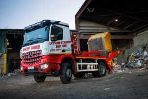 Lytham St Annes Skip Hire Lorry emptying a skip at recycling facility